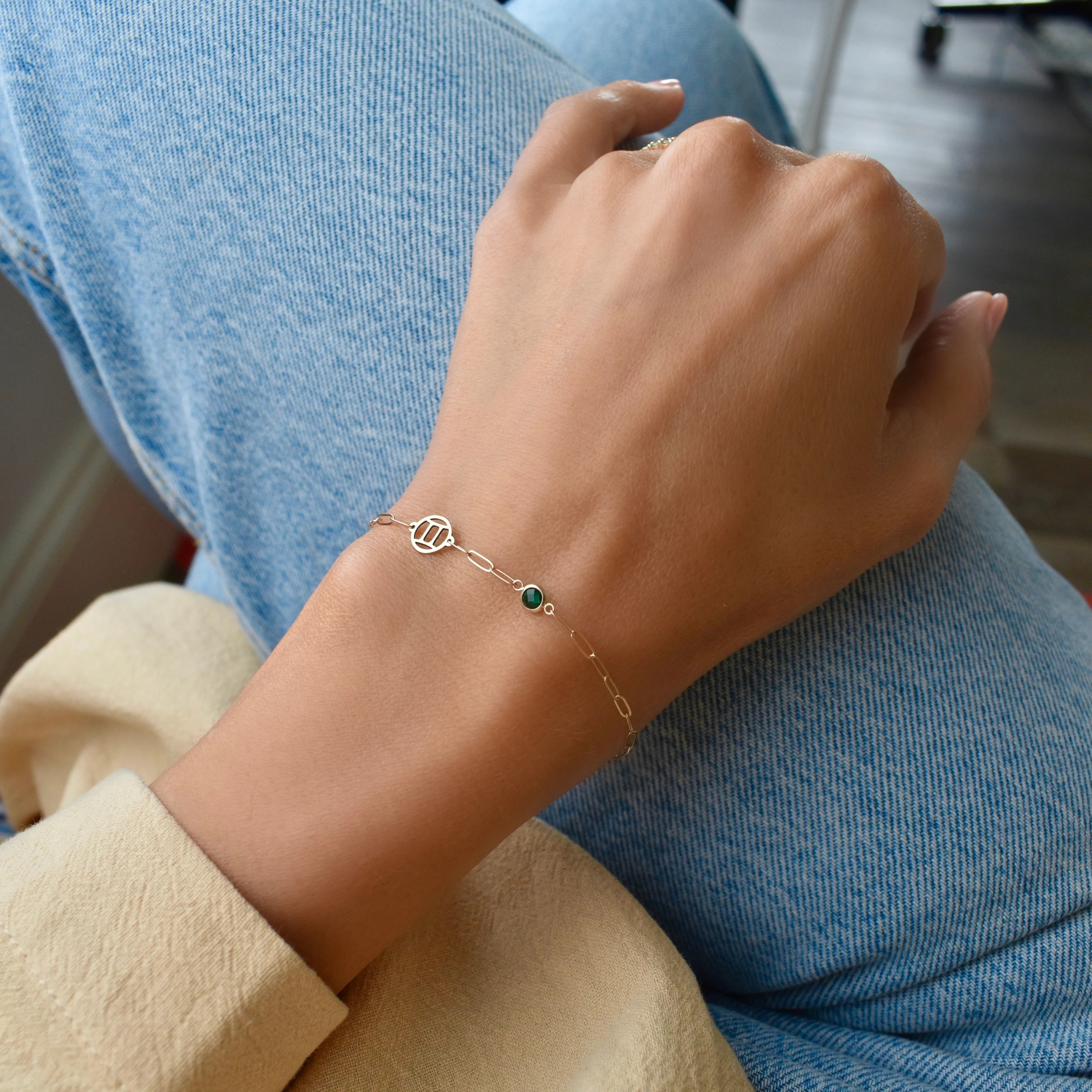 Personalized Zodiac & Birthstone Adelaide Mini Bracelet in 14k Gold sold by Haverhill product image thumbnail 2