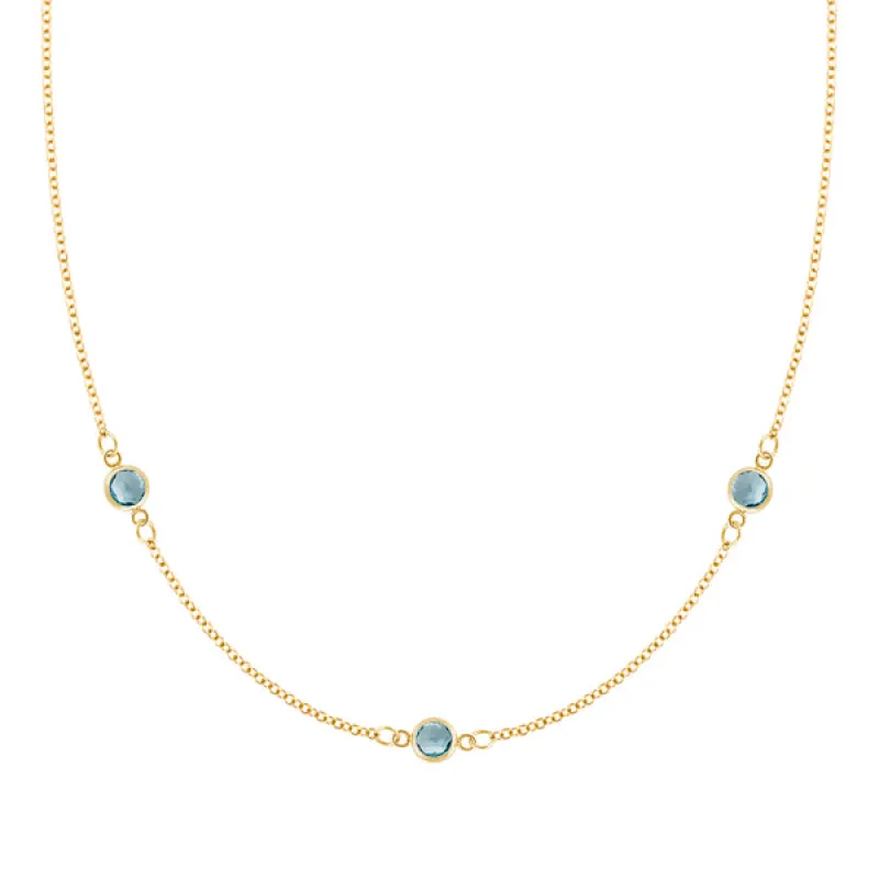 Personalized Classic 3 Birthstone Necklace in 14k Gold sold by Haverhill