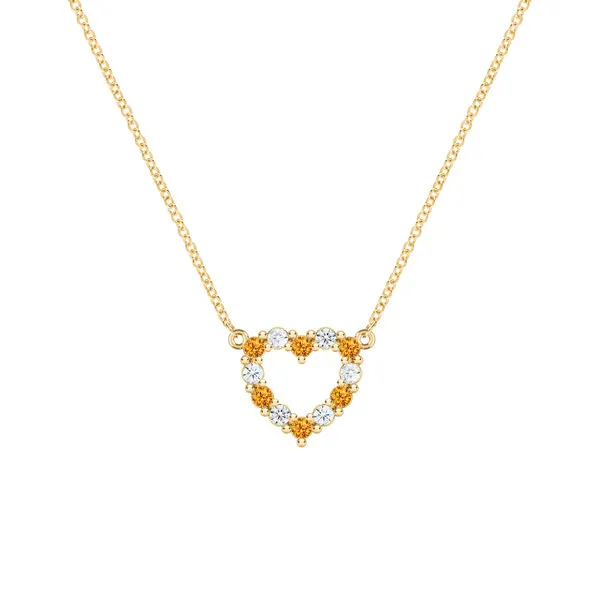 Personalized Rosecliff Small Heart Birthstone Necklace in 14k Gold sold by Haverhill