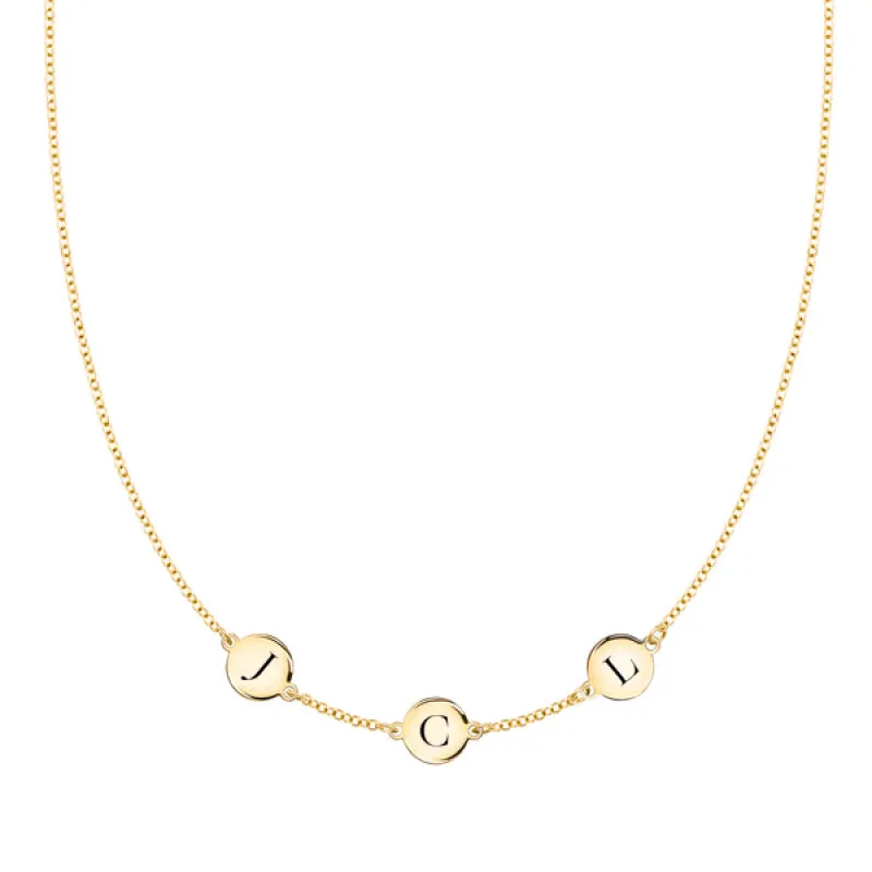 Personalized 3 Letter Necklace in 14k Gold (Single Spacing) sold by Haverhill