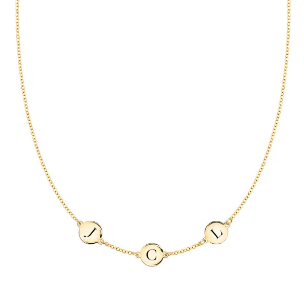 Personalized 3 Letter Necklace in 14k Gold (Single Spacing) sold by Haverhill