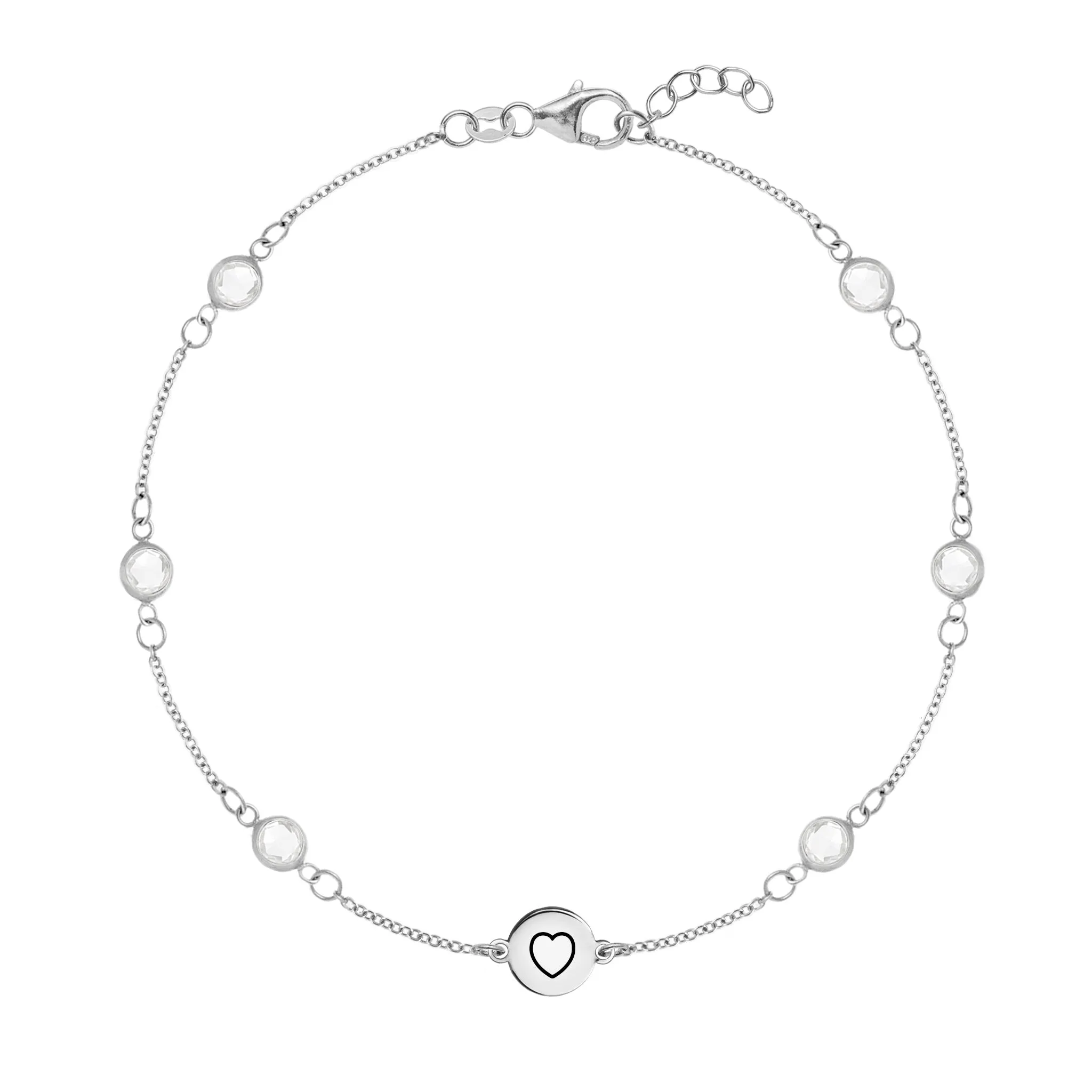 Personalized Heart Disc & Classic 6 Birthstone Bracelet in 14k Gold sold by Haverhill product image thumbnail 4