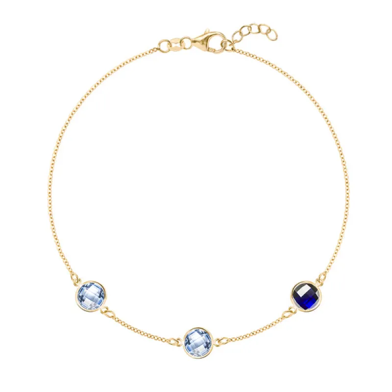 Personalized Grand 3 Birthstone Bracelet in 14k Gold made by Haverhill