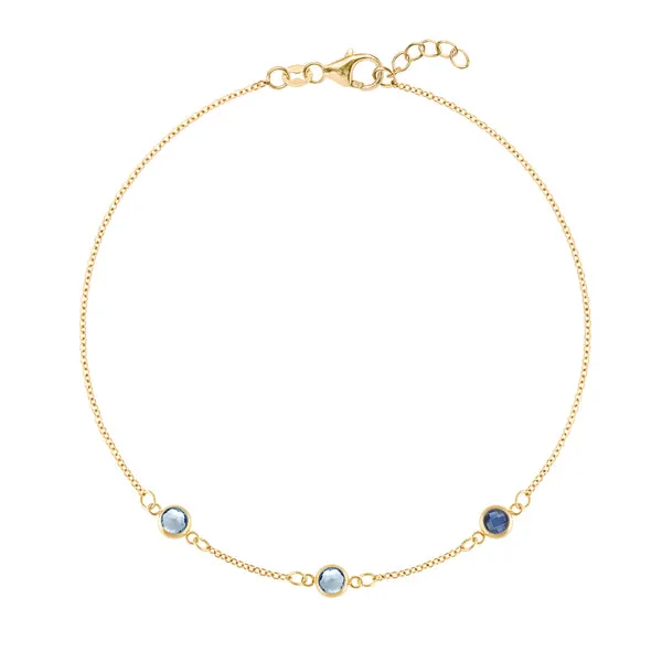 Personalized Classic 3 Birthstone Bracelet in 14k Gold sold by Haverhill