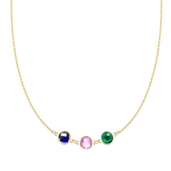 Personalized Grand 3 Connected Birthstone Necklace in 14k Gold sold by Haverhill