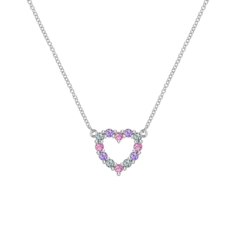 Personalized Rosecliff Small Heart Birthstone Necklace in 14k Gold sold by Haverhill