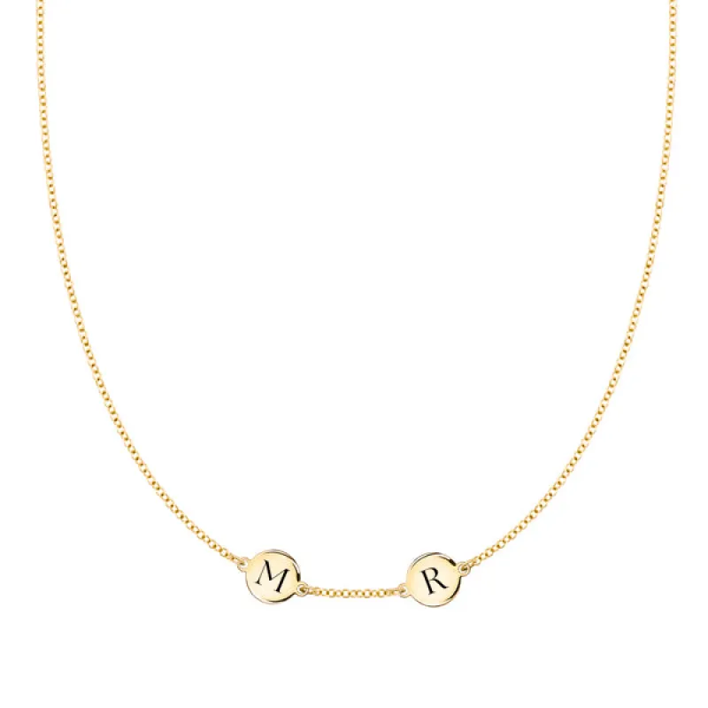 Personalized 2 Letter Necklace in 14k Gold (Single Spacing) sold by Haverhill
