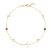 Personalized Bayberry Birthstone Cross Bracelet in 14k Gold sold by Haverhill