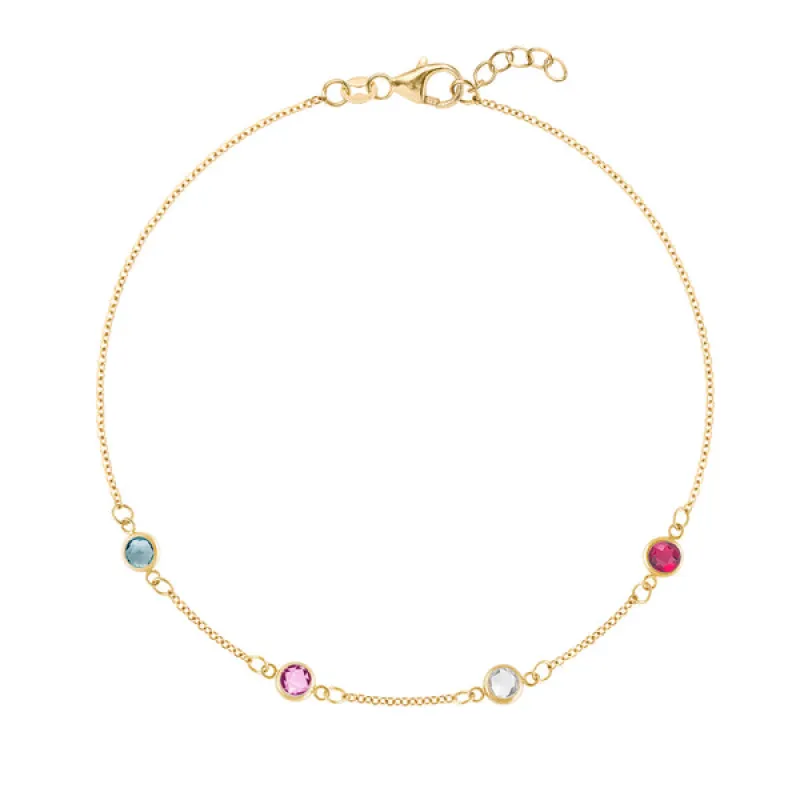 Personalized Classic 4 Birthstone Bracelet in 14k Gold sold by Haverhill