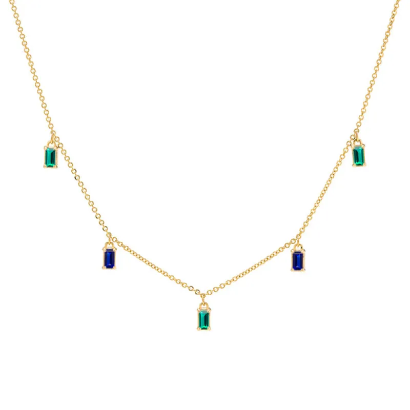 Personalized Providence 5 Birthstone Drop Necklace in 14k Gold sold by Haverhill