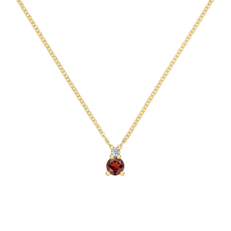 Personalized Greenwich Solitaire Birthstone & Diamond Necklace in 14k Gold sold by Haverhill