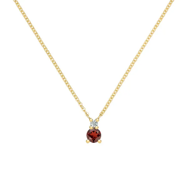 Personalized Greenwich Solitaire Birthstone & Diamond Necklace in 14k Gold sold by Haverhill