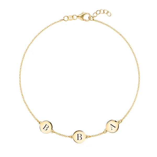 Personalized 3 Letter Bracelet in 14k Gold (Single Spacing) sold by Haverhill