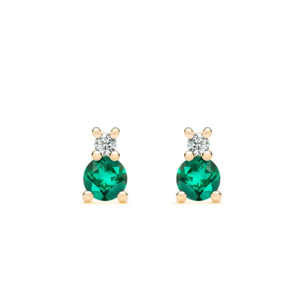 Personalized Greenwich Solitaire Birthstone & Diamond Earrings in 14k Gold sold by Haverhill