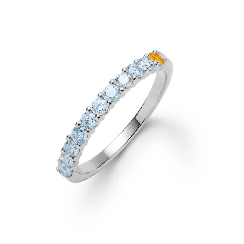 Personalized Rosecliff Birthstone Stackable Ring in 14k Gold sold by Haverhill