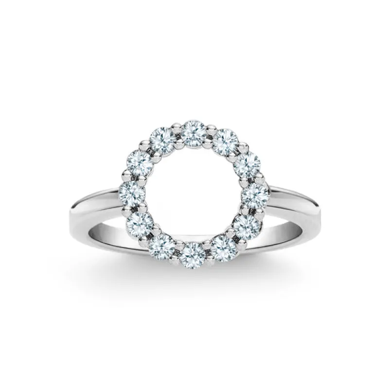 Personalized Rosecliff Small Circle Birthstone Ring in 14k Gold sold by Haverhill