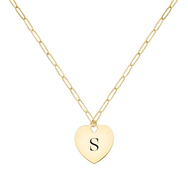 Engravable Flat Heart Pendant with Adelaide Mini Chain in 14k Gold sold by Haverhill