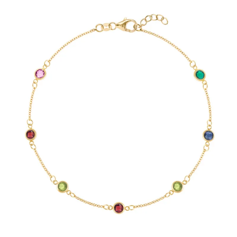 Personalized Classic 7 Birthstone Bracelet in 14k Gold sold by Haverhill