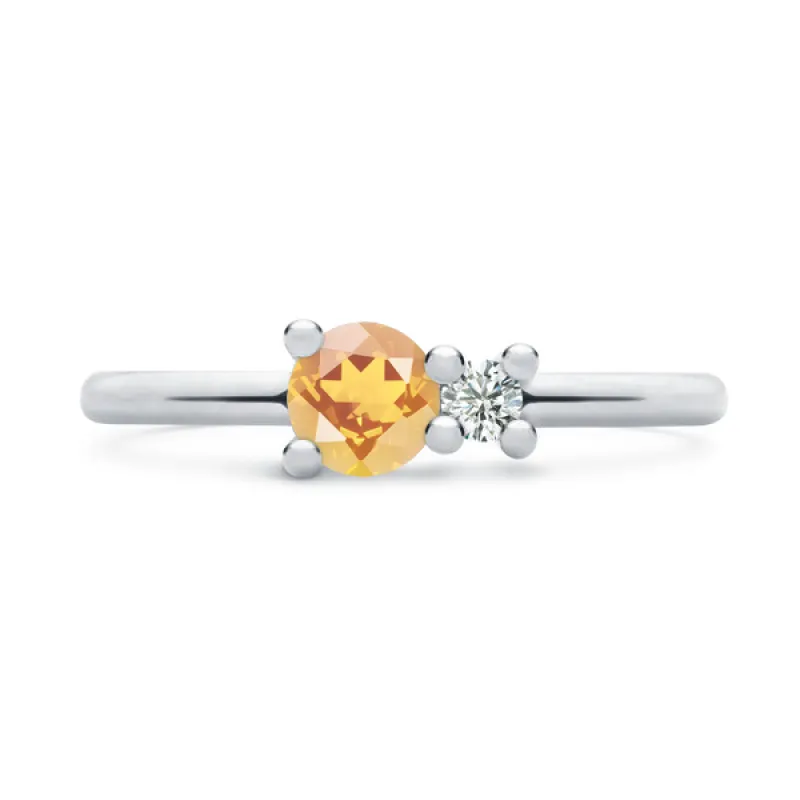 Personalized Greenwich Solitaire Birthstone & Diamond Ring in 14k Gold sold by Haverhill