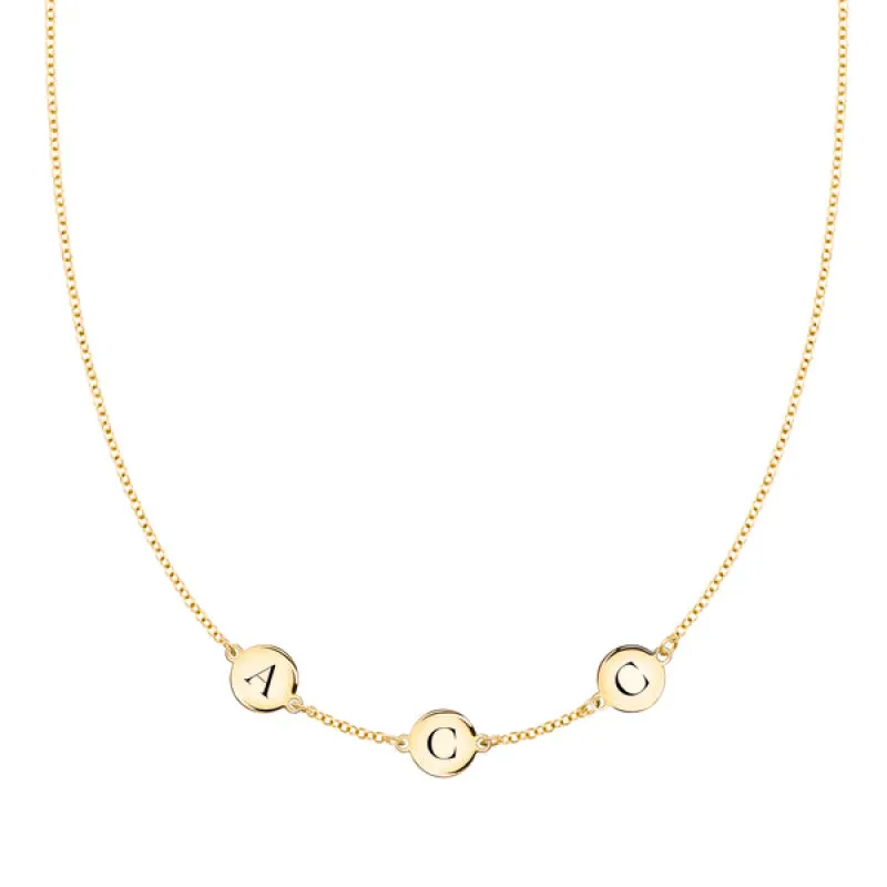 Personalized 3 Letter Necklace in 14k Gold (Single Spacing) sold by Haverhill