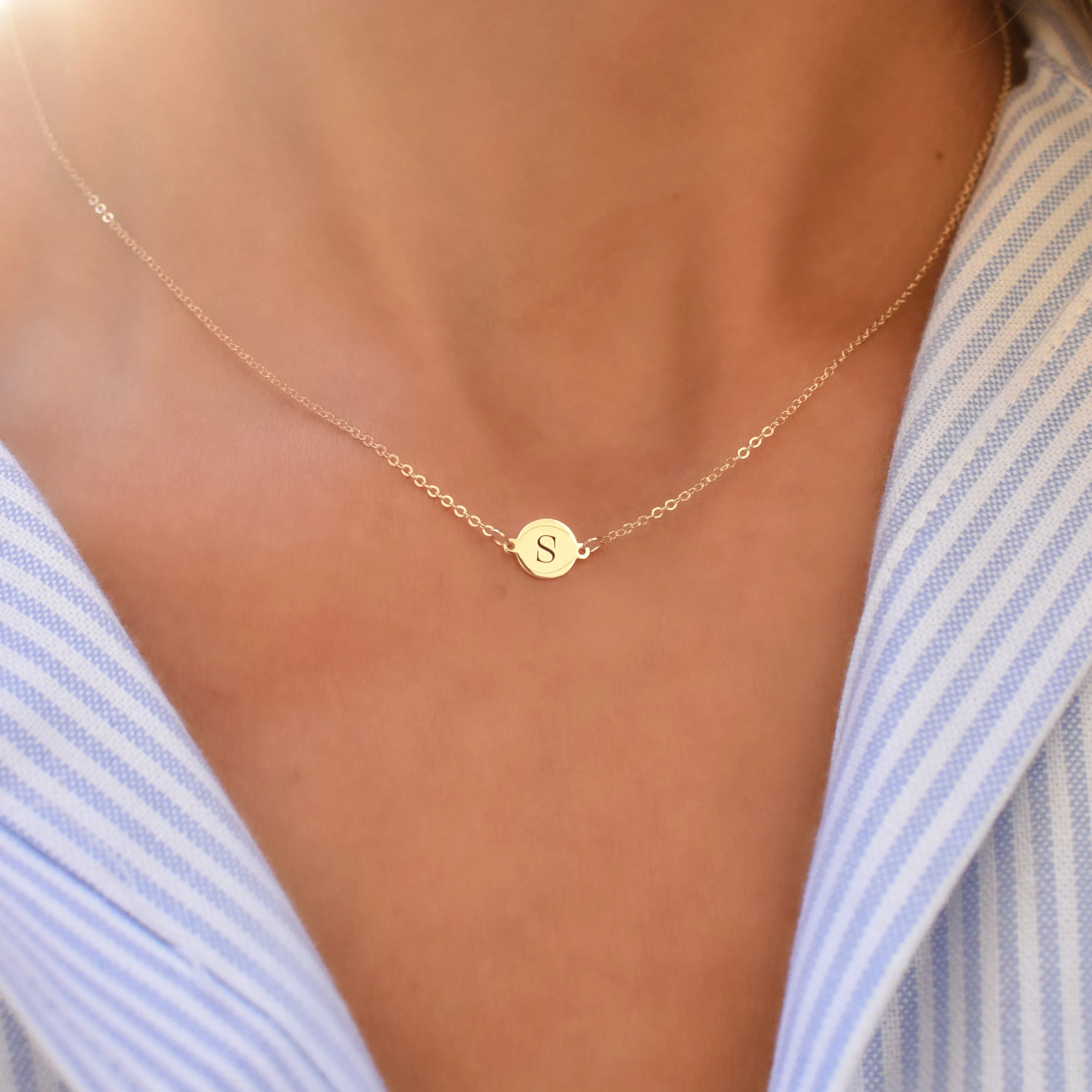 Personalized 1 Letter Necklace in 14k Gold sold by Haverhill product image thumbnail 3