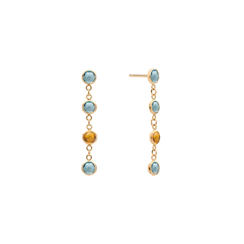 Personalized Classic 4 Birthstone Earrings in 14k Gold sold by Haverhill