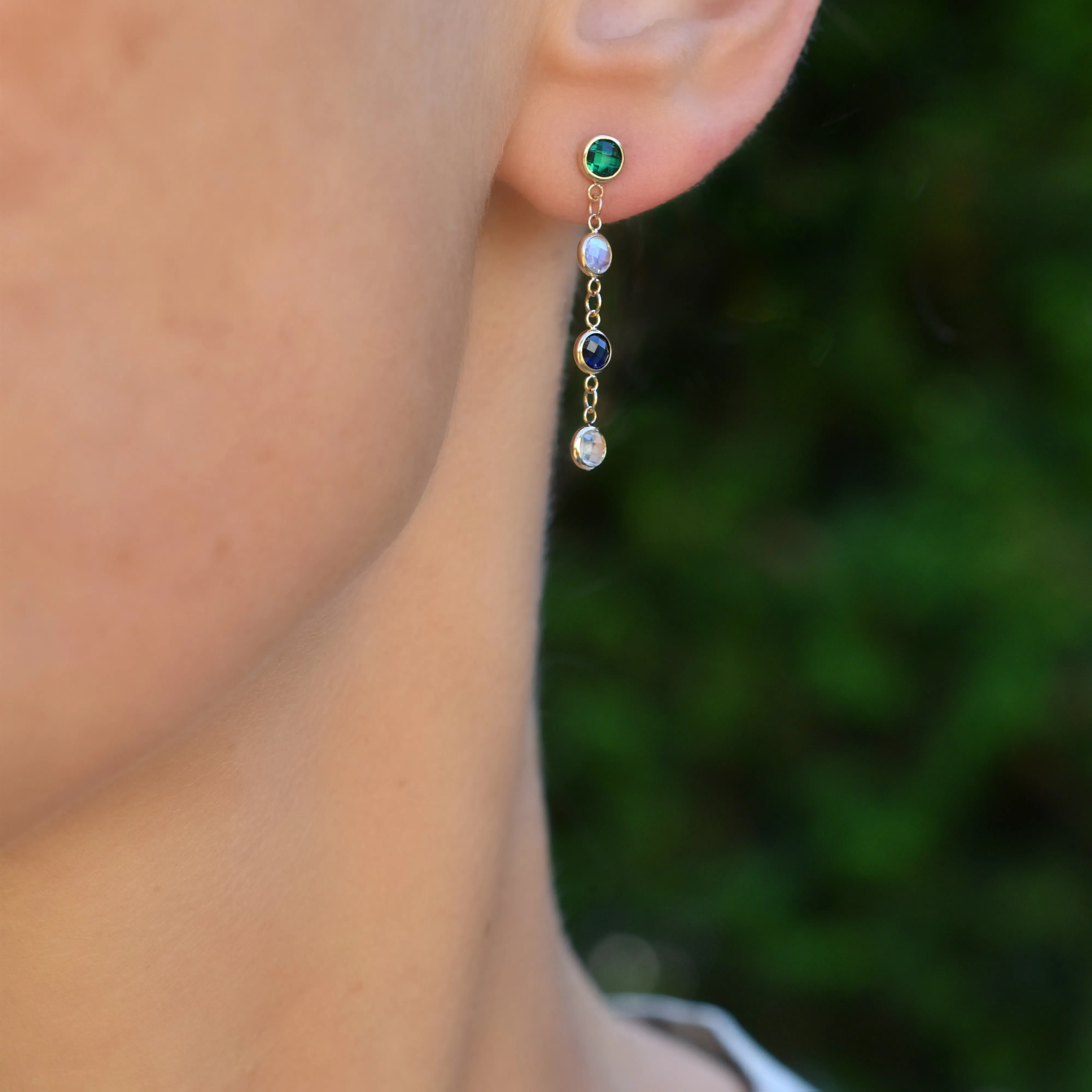 Personalized Classic 4 Birthstone Earrings in 14k Gold sold by Haverhill product image thumbnail 2