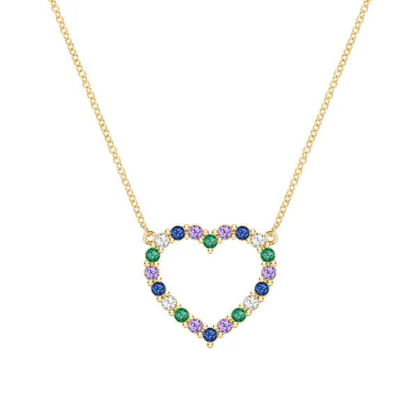 Personalized Rosecliff Heart Birthstone Necklace in 14k Gold sold by Haverhill