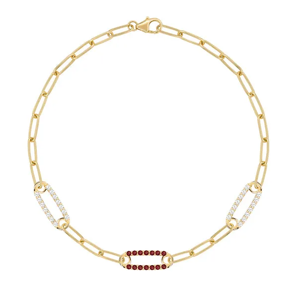Personalized Adelaide 3 Pavé Birthstone Link Bracelet in 14k Gold sold by Haverhill