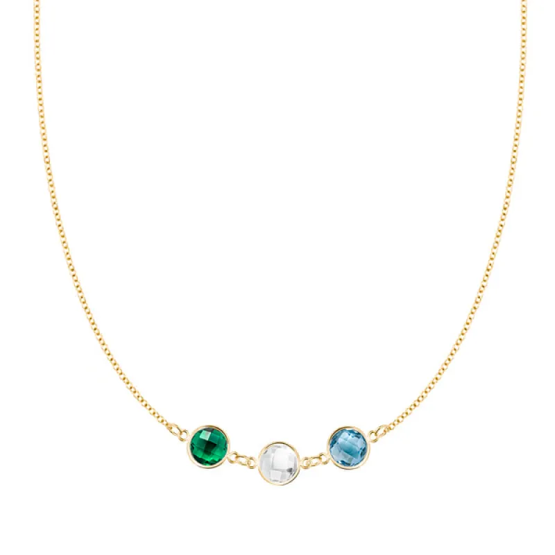 Personalized Grand 3 Connected Birthstone Necklace in 14k Gold sold by Haverhill
