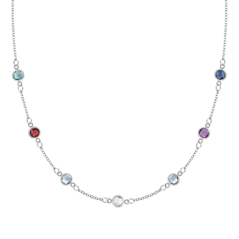Personalized Classic 7 Birthstone Necklace in 14k Gold sold by Haverhill