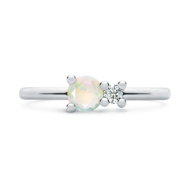 Personalized Greenwich Solitaire Birthstone & Diamond Ring in 14k Gold sold by Haverhill