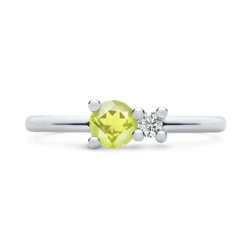 Personalized Greenwich Solitaire Birthstone & Diamond Ring in 14k Gold sold by Haverhill