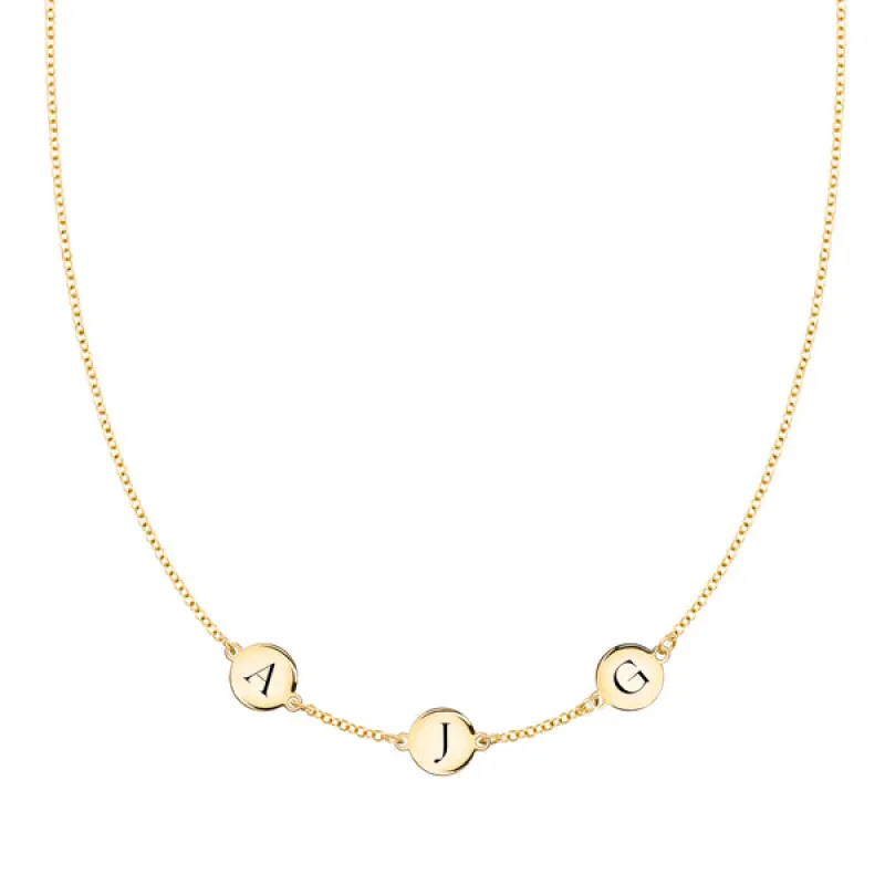 Personalized 3 Letter Necklace in 14k Gold (Single Spacing) sold by Haverhill