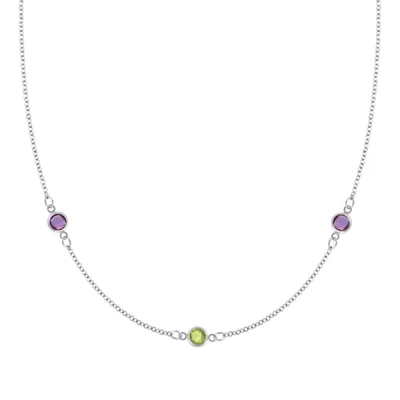 Personalized Classic 3 Birthstone Necklace in 14k Gold sold by Haverhill