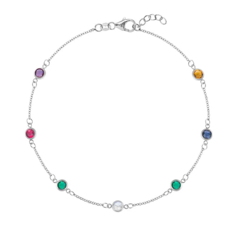Personalized Classic 7 Birthstone Bracelet in 14k Gold sold by Haverhill