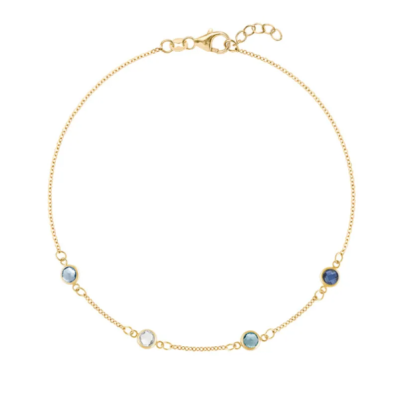 Personalized Classic 4 Birthstone Bracelet in 14k Gold sold by Haverhill