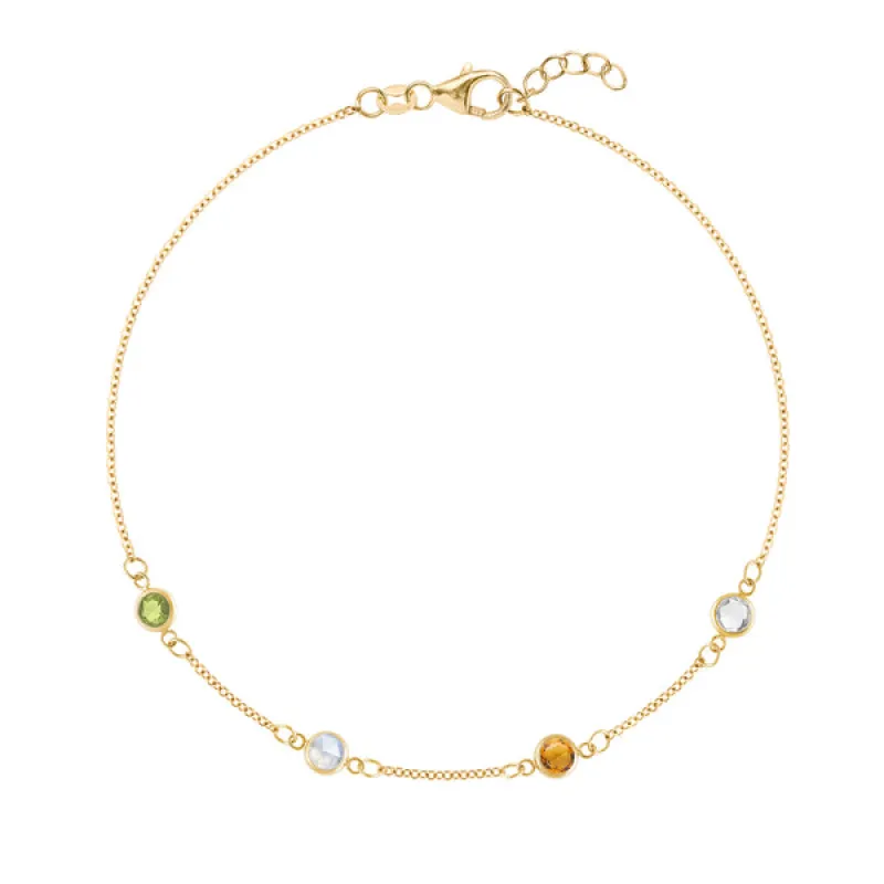 Personalized Classic 4 Birthstone Bracelet in 14k Gold sold by Haverhill
