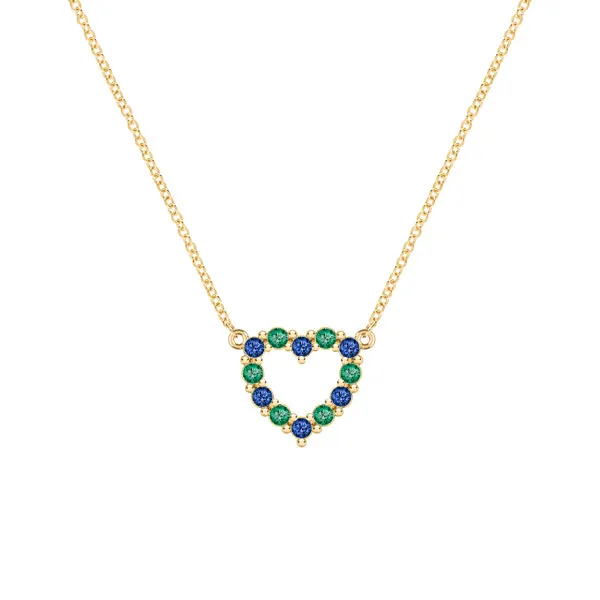 Personalized Rosecliff Small Heart Birthstone Necklace in 14k Gold sold by Haverhill