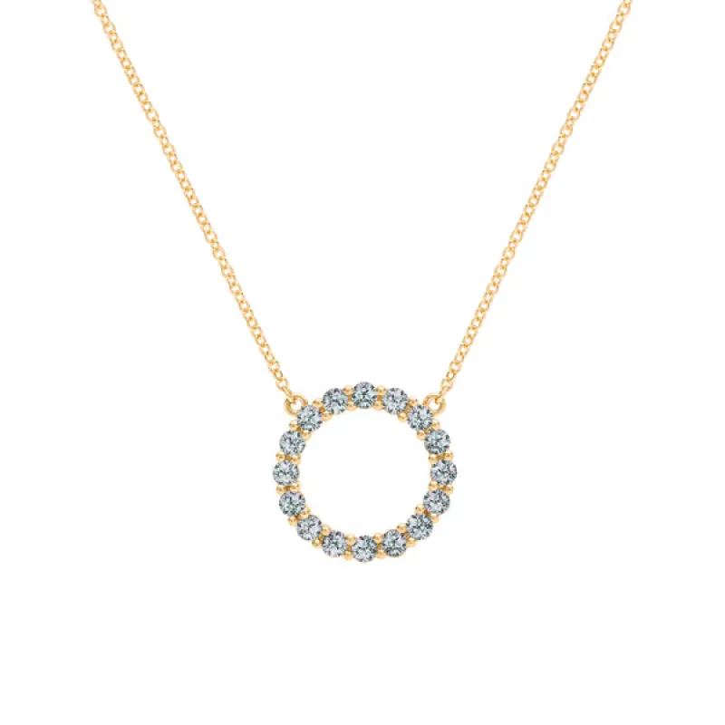 Personalized Rosecliff Circle Birthstone Necklace in 14k Gold sold by Haverhill