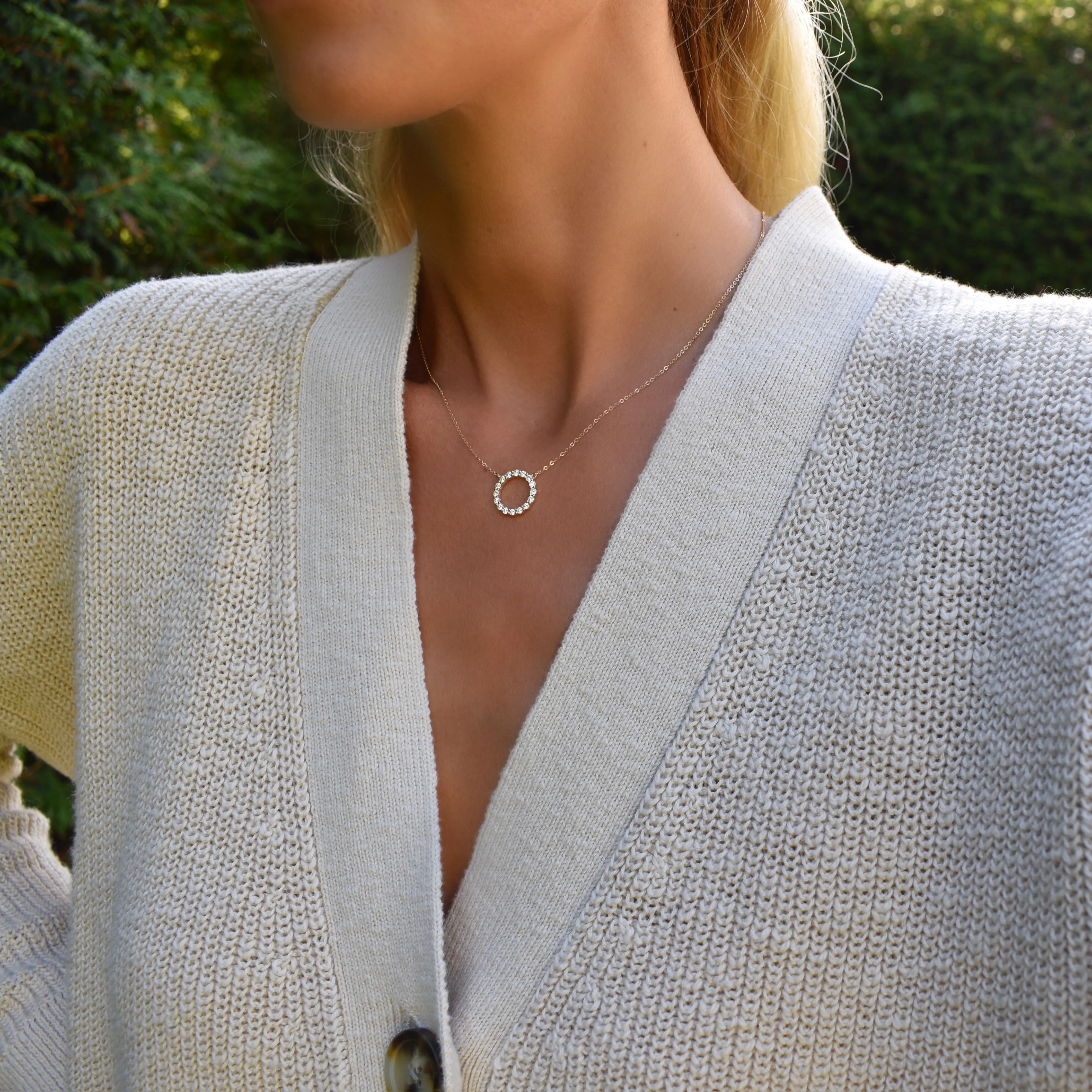 Personalized Rosecliff Circle Birthstone Necklace in 14k Gold sold by Haverhill product image thumbnail 2