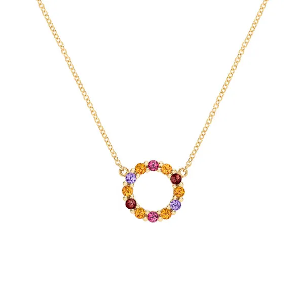 Personalized Rosecliff Small Circle Birthstone Necklace in 14k Gold sold by Haverhill