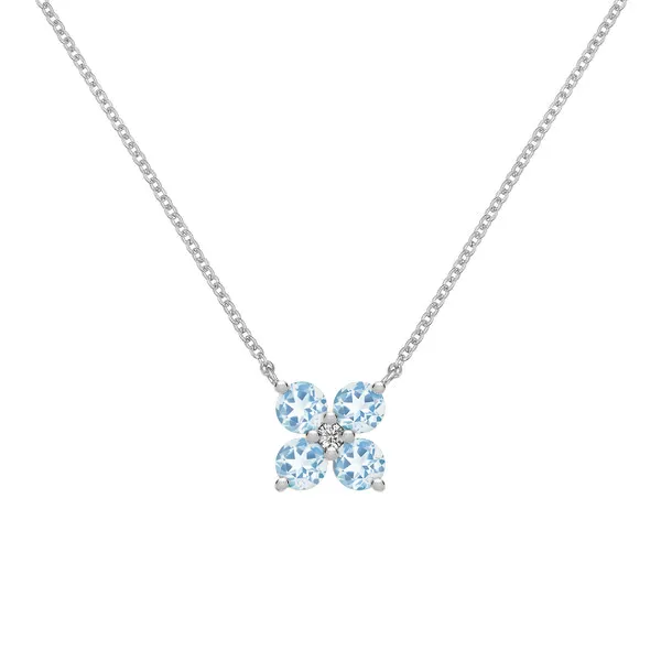 Personalized Greenwich 4 Birthstone & Diamond Necklace in 14k Gold sold by Haverhill