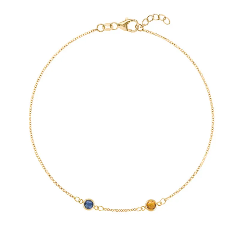 Personalized Classic 2 Birthstone Bracelet in 14k Gold sold by Haverhill