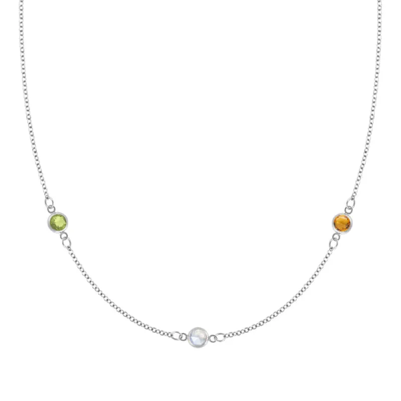 Personalized Classic 3 Birthstone Necklace in 14k Gold sold by Haverhill