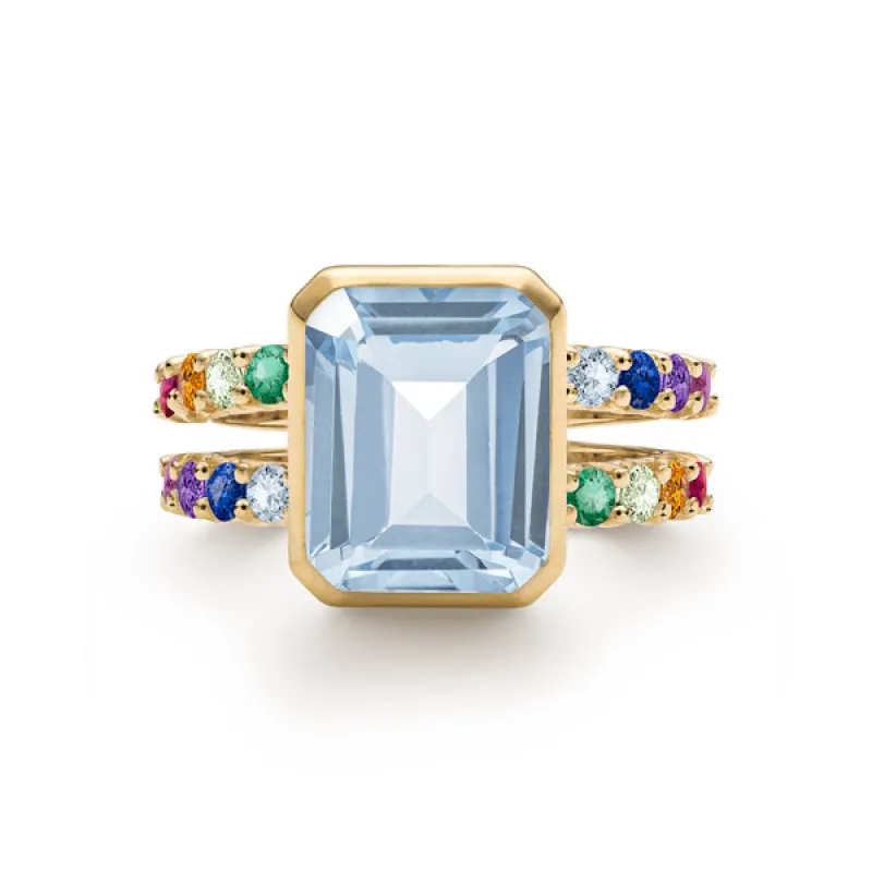 Personalized Rainbow Warren Vertical Ring in 14k Gold made by Haverhill