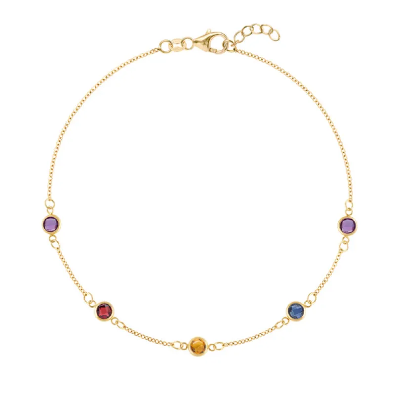 Personalized Classic 5 Birthstone Bracelet in 14k Gold sold by Haverhill