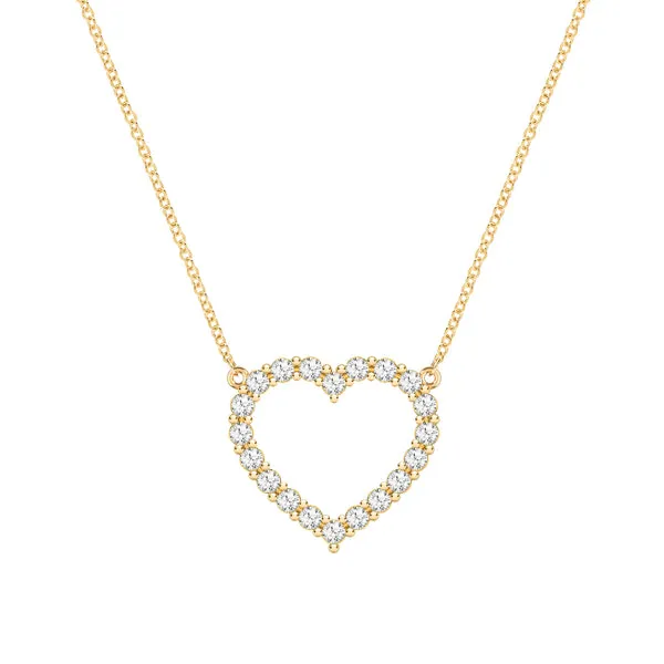 Personalized Rosecliff Heart Birthstone Necklace in 14k Gold sold by Haverhill