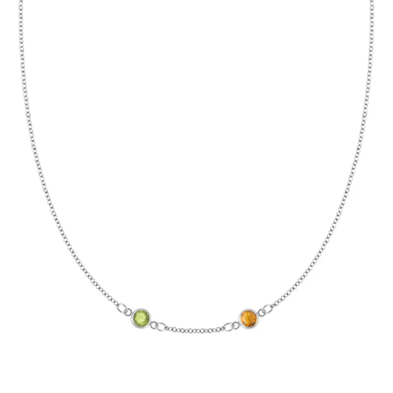 Personalized Classic 2 Birthstone Necklace in 14k Gold (Centered) sold by Haverhill
