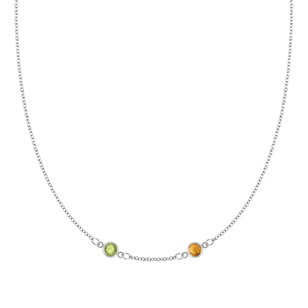 Personalized Classic 2 Birthstone Necklace in 14k Gold (Centered) sold by Haverhill